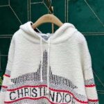 Dior Women CD DiorAlps Hooded Sweater Ecru Technical Wool Textured Knit Star - Image 7