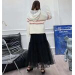 Dior Women CD DiorAlps Hooded Sweater Ecru Technical Wool Textured Knit Star - Image 11