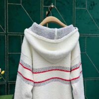 Dior Women CD DiorAlps Hooded Sweater Ecru Technical Wool Textured Knit Star (1)