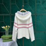 Dior Women CD DiorAlps Hooded Sweater Ecru Technical Wool Textured Knit Star - Image 3