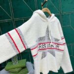 Dior Women CD DiorAlps Hooded Sweater Ecru Technical Wool Textured Knit Star - Image 4