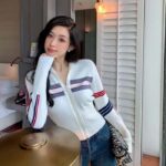 Dior Women CD DiorAlps Short High-Collar Cardigan White Three-Tone Wool Cashmere Knit - Bild 11