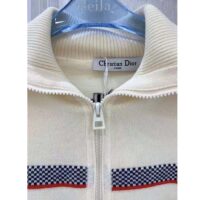 Dior Women CD DiorAlps Short High-Collar Cardigan White Three-Tone Wool Cashmere Knit (11)