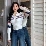 Dior Women CD DiorAlps Short High-Collar Cardigan White Three-Tone Wool Cashmere Knit - Bild 12