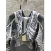 Dior Women CD DiorAlps Zipped Cardigan Hood Gray White Wool Cashmere Knit (9)