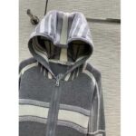Dior Women CD DiorAlps Zipped Cardigan Hood Gray White Wool Cashmere Knit - Imagen 5