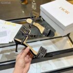 Dior Women CD Dway Heeled Sandal Black Cotton Embroidered Thread Silver-Tone Strass - Image 7