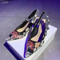 Dior Women CD J’Adior Slingback Pump Black Multicolor Embroidered Cotton Toile De Jouy Pop (7)