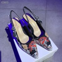 Dior Women CD J’Adior Slingback Pump Black Multicolor Embroidered Cotton Toile De Jouy Pop (7)