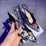 Dior Women CD J'Adior Slingback Pump Black Multicolor Embroidered Cotton Toile De Jouy Pop - immagine 7