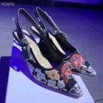 Dior Women CD J'Adior Slingback Pump Black Multicolor Embroidered Cotton Toile De Jouy Pop - immagine 3