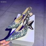 Dior Women CD J'Adior Slingback Pump Duck Blue Brocart Embroidered Cotton Metallic Thread - Image 8