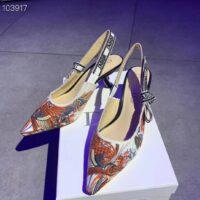 Dior Women CD J’Adior Slingback Pump White Multicolor Jardin D’Hiver Embroidered Cotton (7)