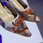 Dior Women CD J'Adior Slingback Pump White Multicolor Jardin D'Hiver Embroidered Cotton – Image 9