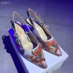 Dior Women CD J'Adior Slingback Pump White Multicolor Jardin D'Hiver Embroidered Cotton – Image 5