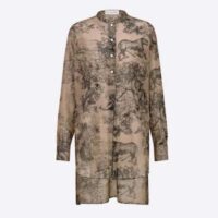 Dior Women CD Long Blouse Hazelnut Cotton Voile Toile de Jouy Motif (1)