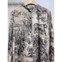 Dior Women CD Long Blouse Hazelnut Cotton Voile Toile de Jouy Motif (1)