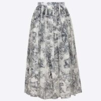 Dior Women CD Mid-Length Skirt White Navy Blue Toile De Jouy Cotton Muslin (8)