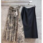 Dior Women CD Mid-Length Skirt White Navy Blue Toile De Jouy Cotton Muslin – Bild 2