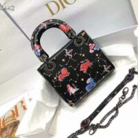 Dior Women CD Mini Lady Dior Bag Black Calfskin Multicolor Pixel Zodiac Print (9)