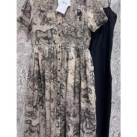 Dior Women CD Shirt Dress Hazelnut Cotton Voile Toile De Jouy Motif (12)