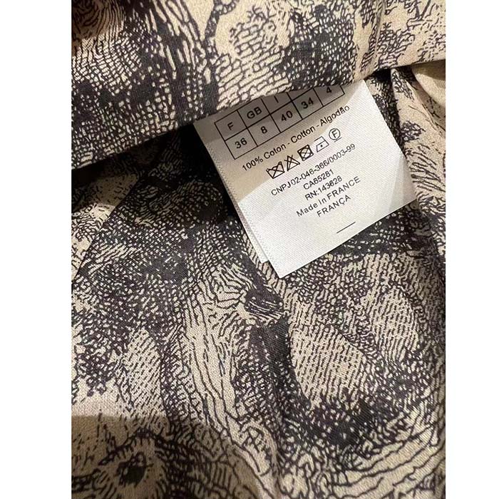Dior Women CD Shirt Dress Hazelnut Cotton Voile Toile De Jouy Motif