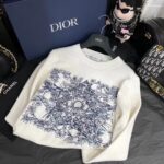 Dior Men CD Sweater Ecru Cashmere Knit Blue Dior Sevilla Star Motif - immagine 3