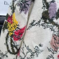 Dior Women CD Sweater Ecru Cashmere Knit Multicolor Dior Jardin Botanique Motif (2)