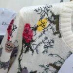 Dior Women CD Sweater Ecru Cashmere Knit Multicolor Dior Jardin Botanique Motif - Image 4