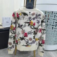 Dior Women CD Sweater Ecru Cashmere Knit Multicolor Dior Jardin Botanique Motif (2)
