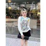 Dior Women CD Sweater Ecru Cashmere Knit Multicolor Rêve D'Infini Motif - Imagen 9