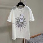 Dior Men CD T-Shirt Ecru Cotton Jersey Linen Blue Rêve D'Infini Motif - Image 2