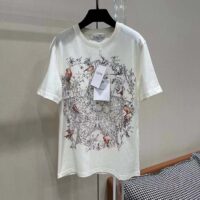 Dior Women CD T-Shirt Ecru Cotton Jersey Linen Dior Sevilla Star Motif (3)