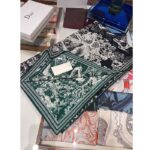 Dior Women CD Toile De Jouy Sauvage Square Scarf Navy Blue Ivory Silk Twill - Imagen 5