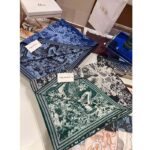 Dior Women CD Toile De Jouy Sauvage Square Scarf Navy Blue Ivory Silk Twill - Imagen 4