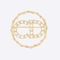 Dior Women Clair D Lune Brooch Gold-Finish Metal and White Crystals (1)