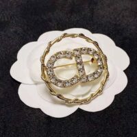 Dior Women Clair D Lune Brooch Gold-Finish Metal and White Crystals (1)