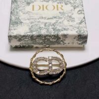 Dior Women Clair D Lune Brooch Gold-Finish Metal and White Crystals (1)