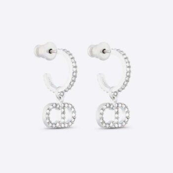 Dior Women Clair D Lune Earrings Silver-Finish Metal and Silver-Tone Crystals