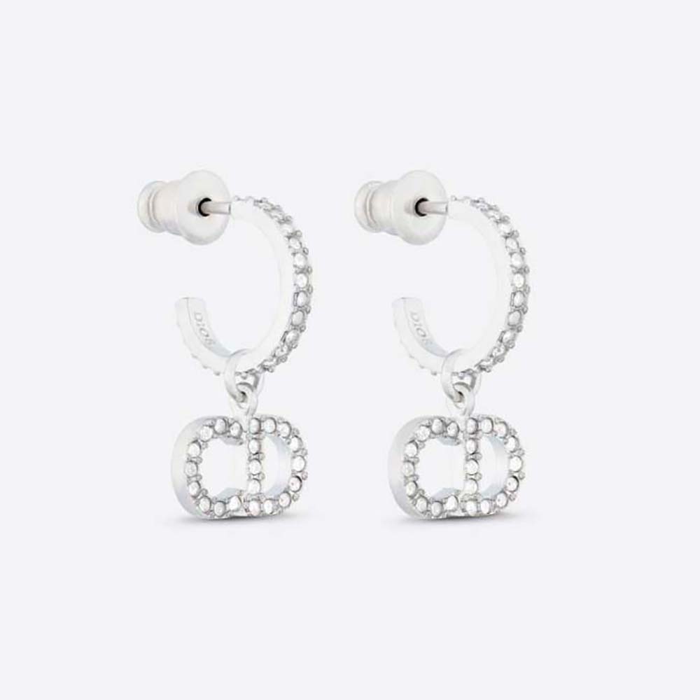 Dior Women Clair D Lune Earrings Silver-Finish Metal and Silver-Tone Crystals