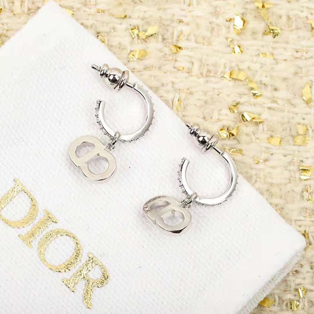 Dior Women Clair D Lune Earrings Silver-Finish Metal and Silver-Tone Crystals (4)