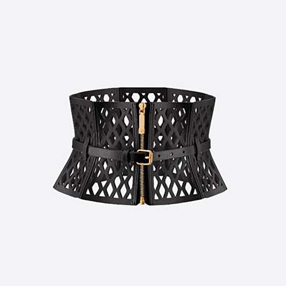 Dior Women D-Trap Corset Belt Black Smooth Calfskin 16 CM