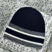 Dior Women D-White Beanie Black and Ivory Virgin Wool and Cashmere (1)