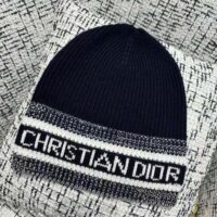 Dior Women D-White Beanie Black and Ivory Virgin Wool and Cashmere (1)