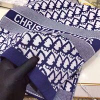 Dior Unisex CD Oblique Scarf Navy Blue Technical Cashmere (1)