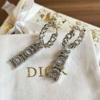 Dior Women Dio(r)evolution Earrings Silver-Finish Metal and Silver-Tone Crystals (1)