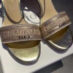 Dior Women Dway Heeled Sandal Rose Des Vents Cotton Embroidered Metallic Thread Strass - Imagen 7