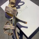 Dior Women Dway Heeled Sandal Rose Des Vents Cotton Embroidered Metallic Thread Strass - Imagen 8