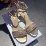 Dior Women Dway Heeled Sandal Rose Des Vents Cotton Embroidered Metallic Thread Strass - Imagen 4