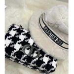 Dior Women Medium Dior Caro Bag Black White Macro Houndstooth Fabric – Image 6